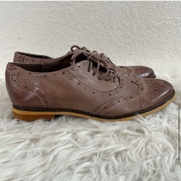 MONA FLYING Brown Flat Leather Oxford Shoes Lace-up Wingtip Vintage Shoes - Picture 6 of 16